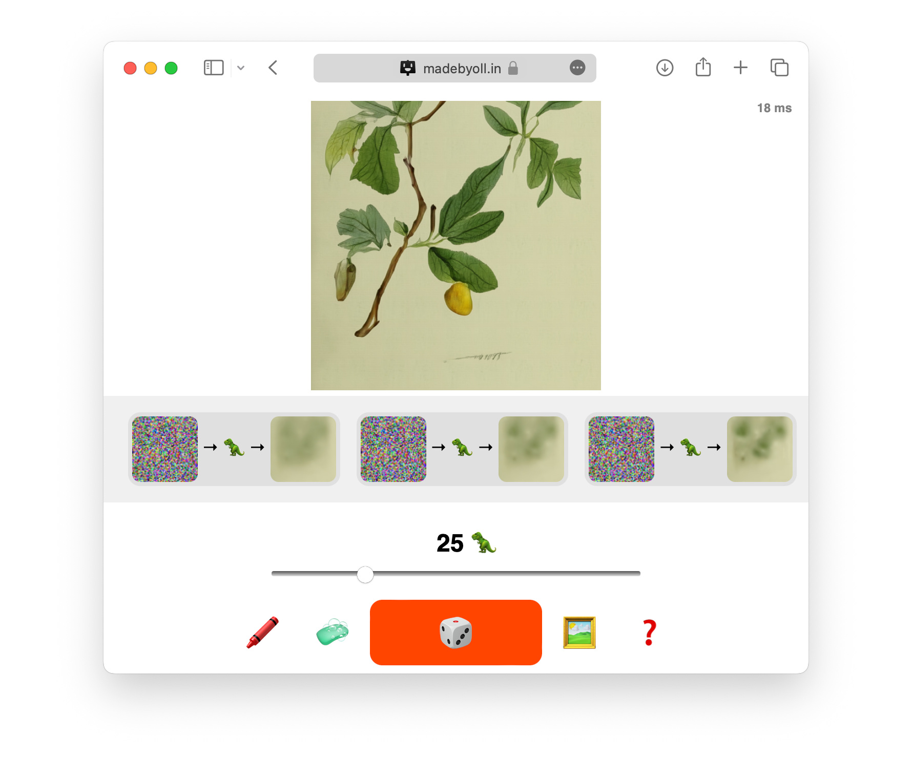 A screenshot of an interactive diffusion model demo.